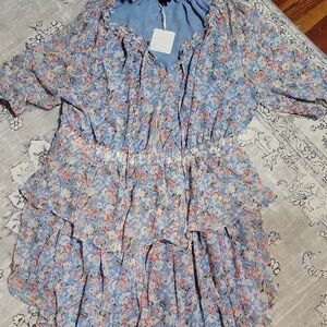 DAVI & DANI Light Blue Floral Dress